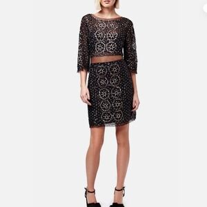 Topshop Embellished Black Sequin Beaded Mesh Mini Dress‎ US 4 Party Whimsigoth